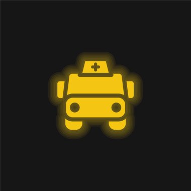 Ambülans sarı parlak neon simgesi