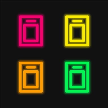 Dört renk parlayan neon vektör simgesi