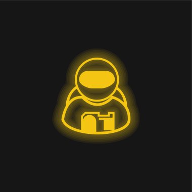 Astronot sarı parlak neon simgesi