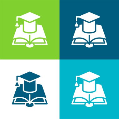 Kitap Düz 4 renk minimal simgesi seti