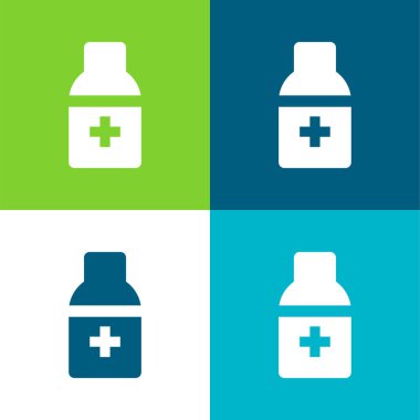 Alkol Düz 4 renk simgesi seti