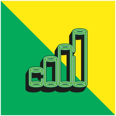 Çubuk Grafik Yeşil ve Sarı 3D vektör simgesi logosu