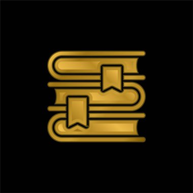 Kitap altın kaplamalı metalik simge veya logo vektörü