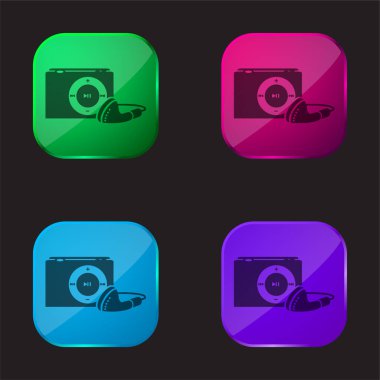 Kulaklıklı Apple Ipod Karıştırması Dört renkli cam simge