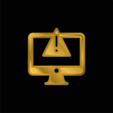 Altın kaplama metalik simge veya logo vektörünü uyar