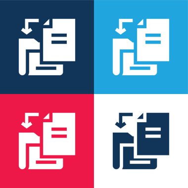 Dosya mavi ve kırmızı dört renk minimal simgesi seti ekle