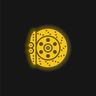 Brake yellow glowing neon icon clipart