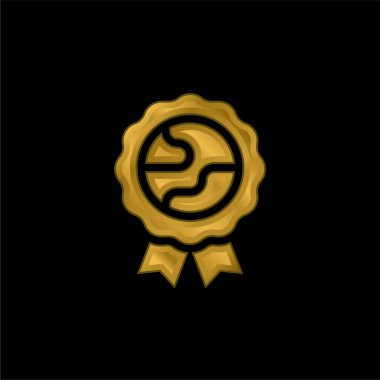 Altın kaplama metalik simge veya logo vektörü ödülü