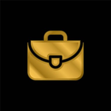 Evrak çantası altın kaplama metalik simge veya logo vektörü
