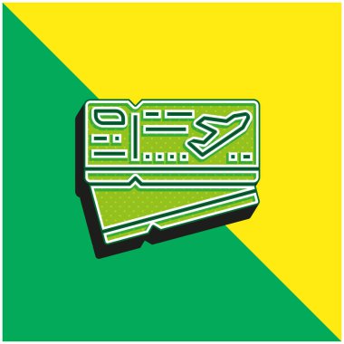 Biniş kartı yeşil ve sarı 3D vektör simgesi