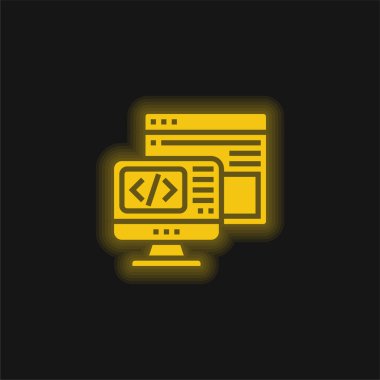 Backend yellow glowing neon icon clipart