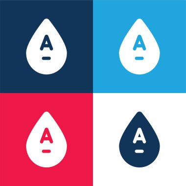 Kan grubu mavi ve kırmızı dört renk minimal simge kümesi