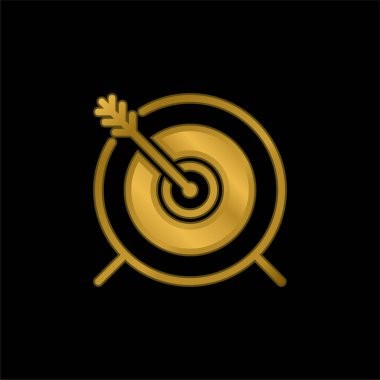 Okçuluk altın kaplama metalik simge veya logo vektörü