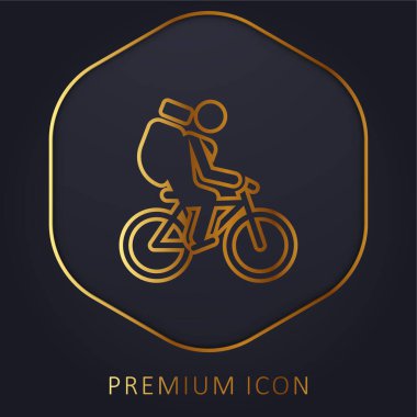 Altın çizgili bisiklet logosu veya simgesi