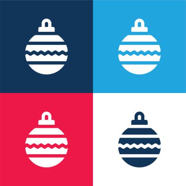Bauble mavi ve kırmızı dört renk en düşük simge kümesi