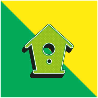 Kuş evi Yeşil ve sarı modern 3D vektör simgesi logosu