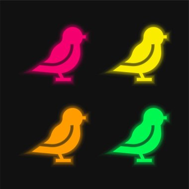 Kuş dört renk parlayan neon vektör simgesi