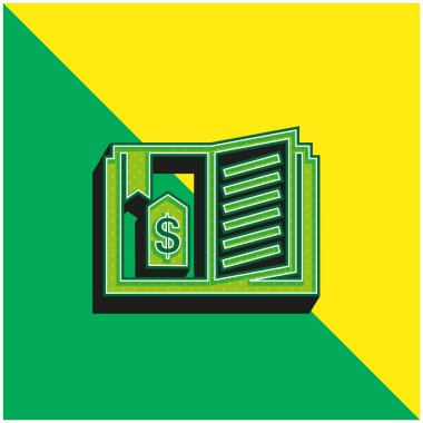 Kitap Yeşil ve Sarı Modern 3D vektör simgesi logosu