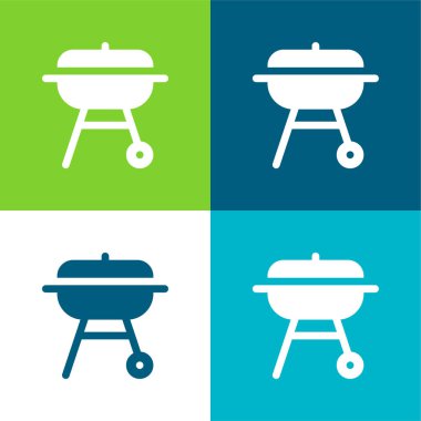 Barbacue Düz 4 renk en küçük simge kümesi