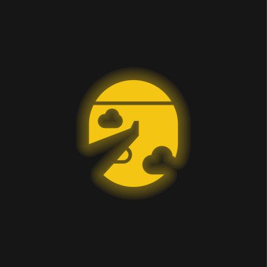 Uçak sarı parlayan neon simgesi