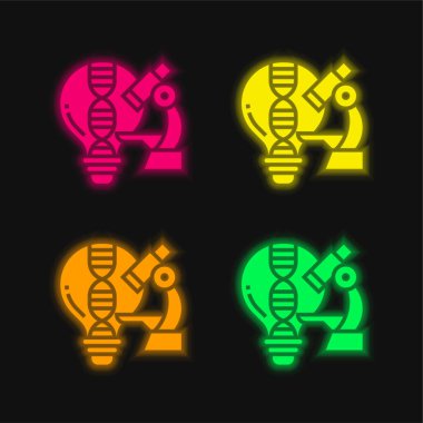 Analyze four color glowing neon vector icon clipart