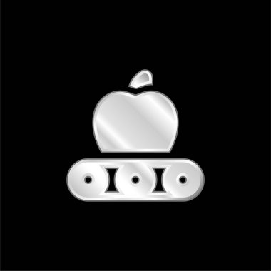 Apple silver plated metallic icon clipart