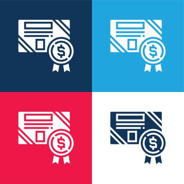 Bond blue and red four color minimal icon set clipart