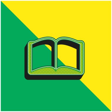 Kitap Açılmış Simetrik Şekil Yeşil ve Sarı Modern 3D vektör simgesi logosu