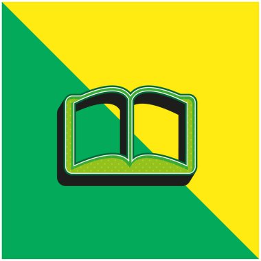 Book Opened Symmetrical Shape Green and yellow modern 3d vector icon logo clipart