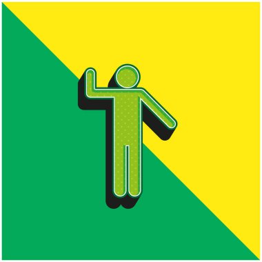 Basit Siluet Yeşil ve Sarı 3D vektör simgesi