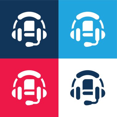 Ses Defteri mavi ve kırmızı dört renk minimal simgesi