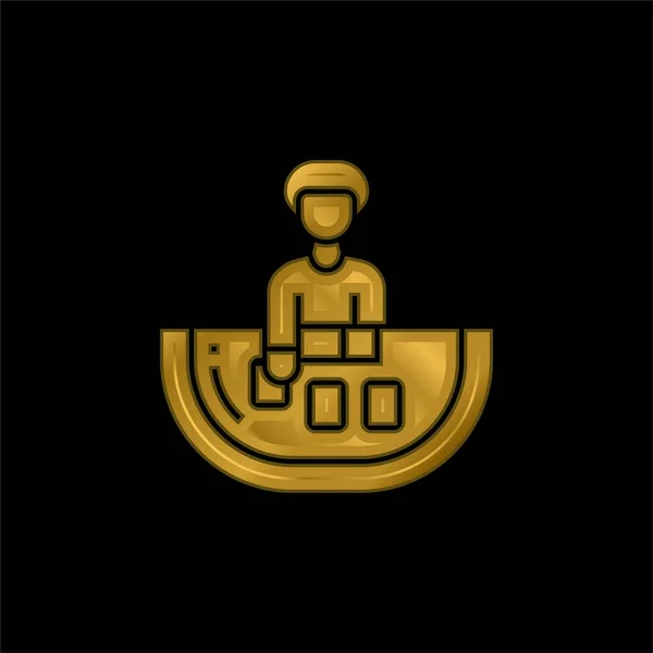Золотий Бакарат Покритий Металевою Іконою Або Вектором Логотипу — стоковий вектор