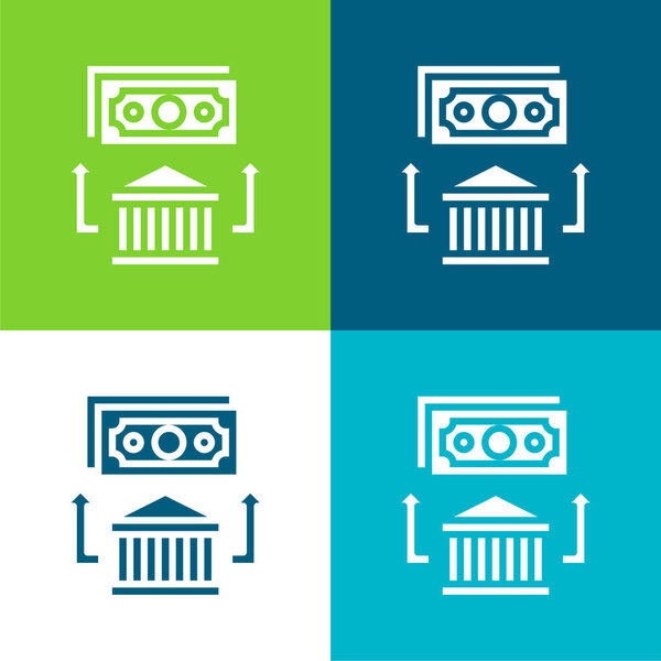 Банковский перевод Квартира четырех цветов минимальный набор значков