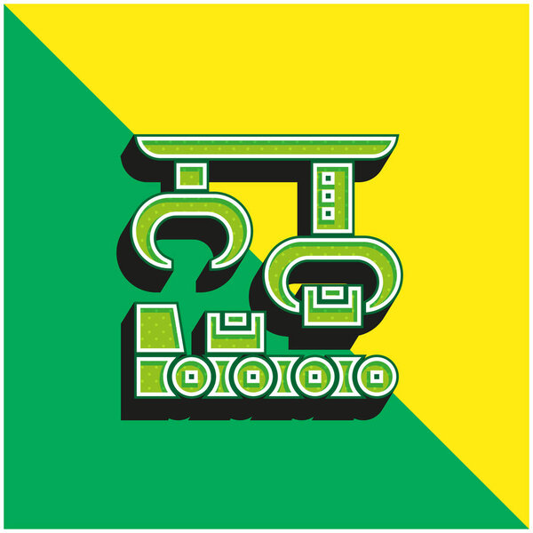 Assembly Green and yellow modern 3d vector icon logo