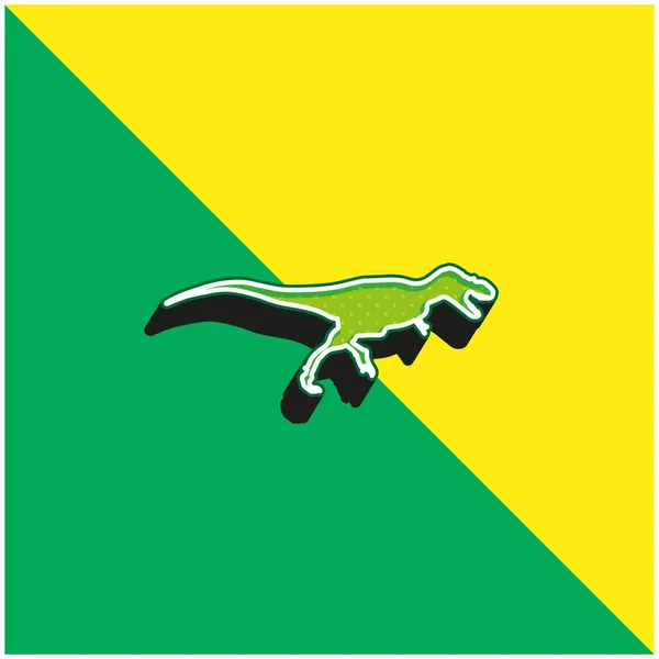 stock vector Albertosaurus Dinosaur Side View Shape Green and yellow modern 3d vector icon logo