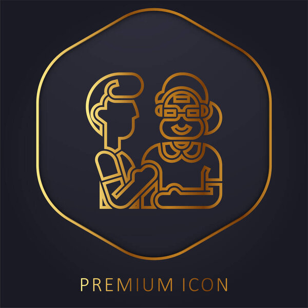 Beneficiary golden line premium logo or icon