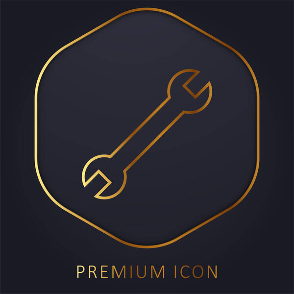 Adjustable Wrench golden line premium logo or icon