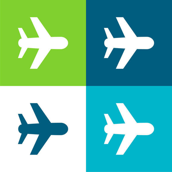 Aeroplane Flat four color minimal icon set