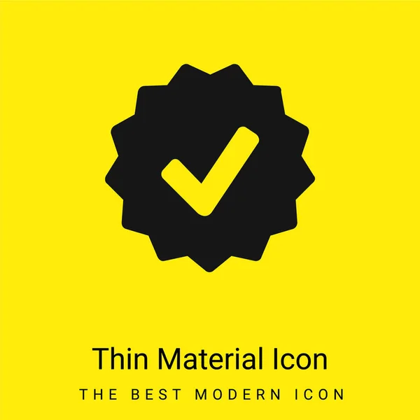 Símbolo Aprobación Insignia Mínimo Icono Material Amarillo Brillante — Vector de stock