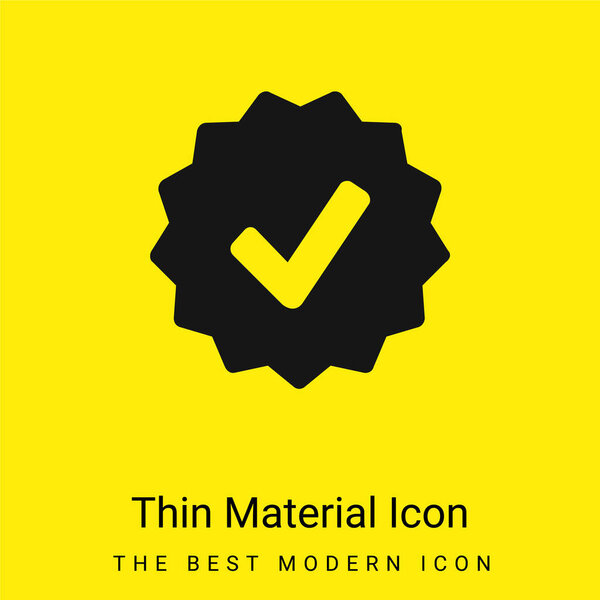 Approval Symbol In Badge minimal bright yellow material icon