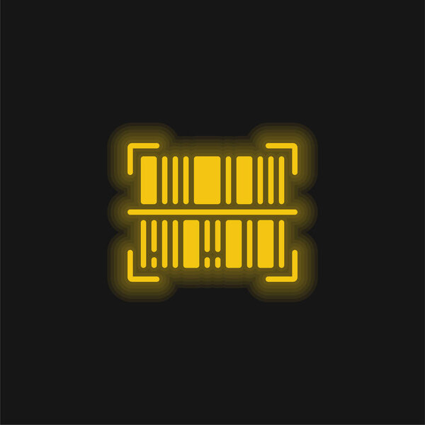 Barcode yellow glowing neon icon