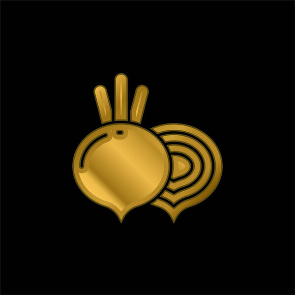 Beet gold plated metalic icon or logo vector