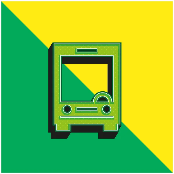 Grande Ônibus Frontal Verde Amarelo Moderno Logotipo Vetor Ícone — Vetor de Stock
