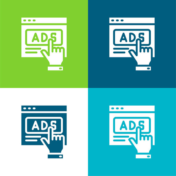 Advertising Flat four color minimal icon set