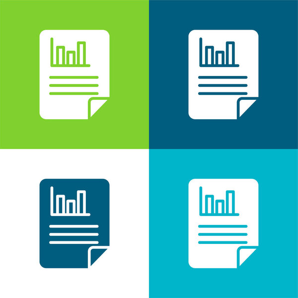 Analytics Flat four color minimal icon set