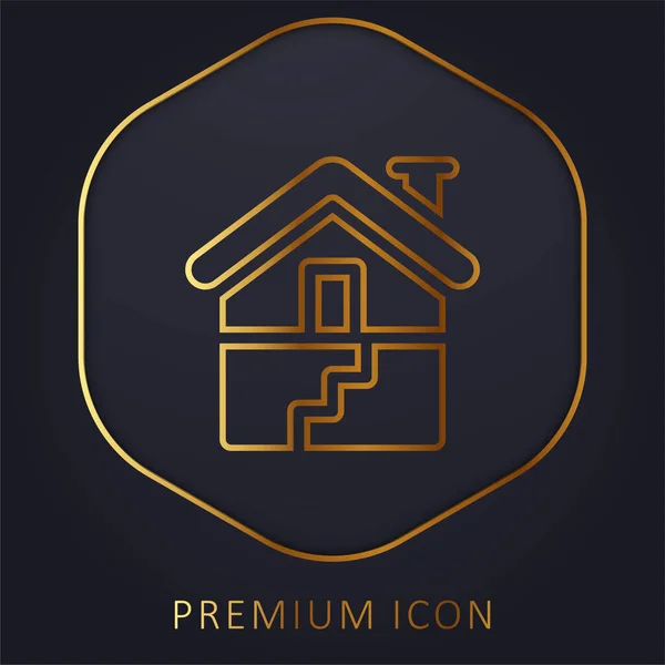 Porão Linha Dourada Logotipo Premium Ícone — Vetor de Stock