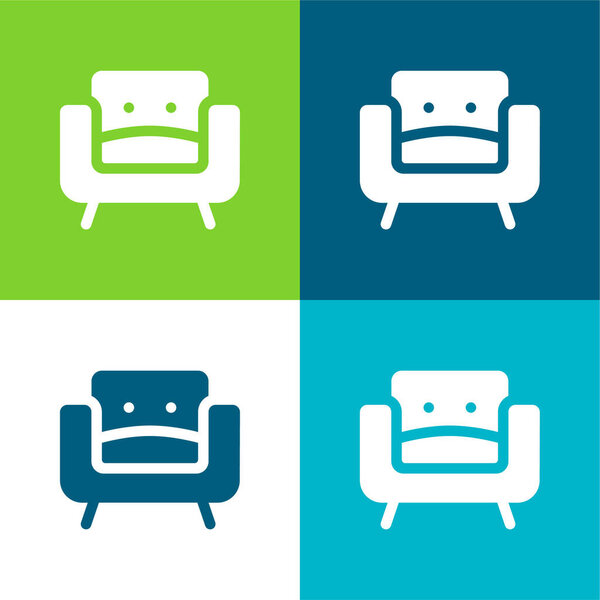Armchair Flat four color minimal icon set