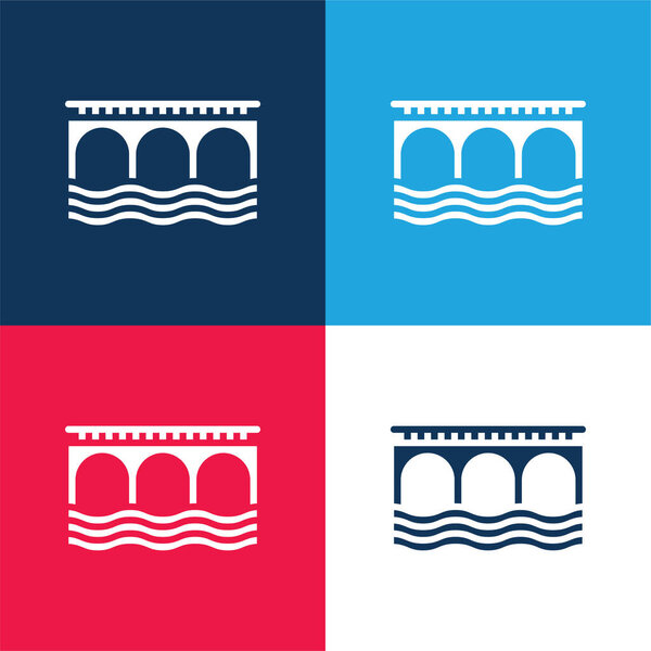 Bridge blue and red four color minimal icon set