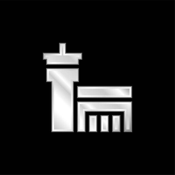 Airport silver plated metallic icon