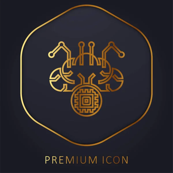 Cerebro Línea Dorada Logotipo Premium Icono — Vector de stock